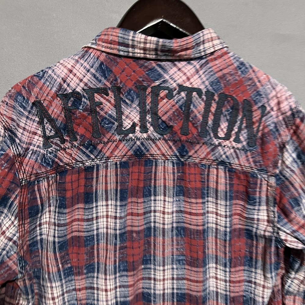 Affliction Shirt Mens XL Red Plaid Snap Button Western Limited Edition - Picture 5 of 5